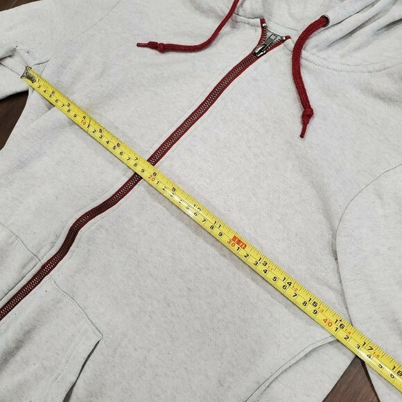 ZINE Gray and burgundy Full Zip Hoodie Sweatshirt  Sz: M Light weight summer - Picture 5 of 8